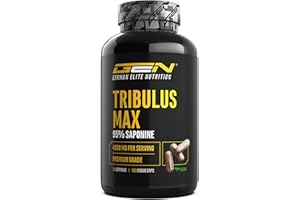 GEN GERMAN ELITE NUTRITION Tribulus Max - 180 Cápsulas - Altamente dosificado con 4500 mg por dosis diaria - Premium: 95% Saponinas - Extracto puro de Tribulus Terrestris 10:1 - Vegano
