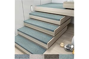 WOHOME STAIRMAT ZYB Stair Tread Mats，15 Set of Stair Pads Step Carpet Non Slip Adhesive Rug/Mat for Stair Tread，Protection Durable Non-slip，75 * 26 * 3cm (Color : Gemstone green)