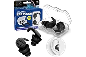 Tapones para los Oídos de Natación, Eargrace 2 pares de Tapones para los Oídos Impermeables y Ultra Cómodos para Nadadores, Ducha, Baño, Surf, Piscina y Otros Deportes Acuáticos (Negro)