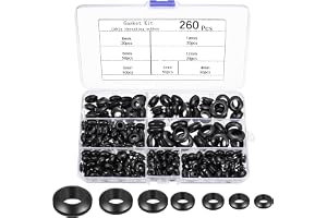 260 Bitar Kabelgenomföring Gummi Set, 7 Storlekar Kabelföringar, Gummi Tätningar Proppar, Rundpackningar för Kabelprotection