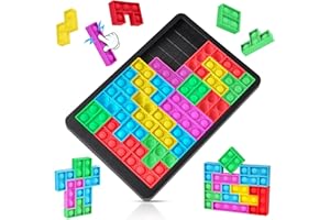 Ainiv Pop Puzzle Popper Fidget Game, Push Pop Brain Teasers Toy, Silicone Jigsaw Building Blocks Game Board, Educational Learning Puzzle and Intelligence Toys for Anxiety & Stress Relief