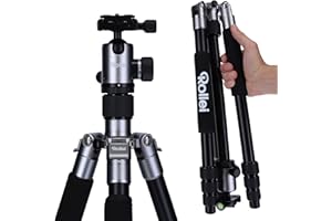 Rollei C5I | Tytan, lekki aluminiowy statyw fotograficzny, statyw podróżny z głowicą kulową i torbą na statyw, może być używany jako statyw makro, monopod i mini statyw, płyta szybkiego zwalniania Arca Swiss