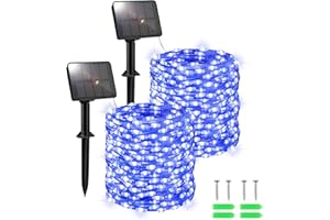 FFZZKJ Solar Lights Outdoor Garden Waterproof Total 240LED 12Mx2 Pack Outdoor Solar Lights for Garden Patio Balcony Terrace Veranda Tree, Blue