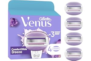 Gillette Venus Comfortglide Breeze Women's Razor Blade Refills, Pack of 4, 3 built-in blades for a smooth, close shave that lasts