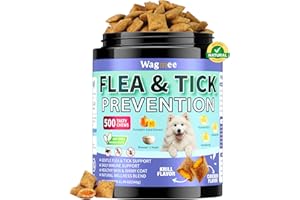WAGMEE Flea and Tick Support for Dogs Chewable – 500 Crunchy & Creamy Tasty Chews, Natural Dog Flea Support with Vitamins, Oral Flea Chews Supplement for Dog Puppy Skin & Coat, All Breeds & Ages, Chicken