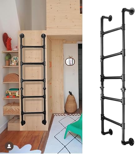 Scala In Legno Massello Di Pino Per Soppalco O Letto A Castello, Larghezza 35 Cm, Altezza 150 Cm - Artigianale