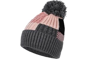 Fadcaer Beanie Hat for Women, Warm Cap Female Twisted Ski Hat Outdoor Sports Autumn Winter Warm Soft Knitted Knitted Beanie Cap Pompom Womens Thermal Fleece Beanie Hat Skull Cap