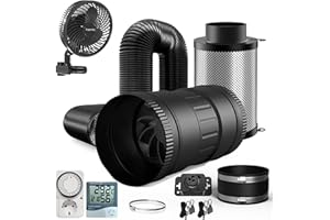 Brogachy 100 mm Kit de ventilación 170 m³/h con ventilador Clipable 10W,regulador de crucero, filtro de carbón activado, tubo de escape, manguito de goma, sistema de ventilación