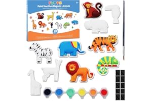 Funto Kit di pittura animali bambini, Disegna le tue figurine con magnete, 27 pezzi set di arti e craft, Ceramiche da dipingere, Progetti STEAM, Attività creativa DIY