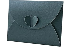 UTILIZENMALL 20 Pack Mini Gift Card Envelopes with Heart Clasp - 10.5 x 7cm (A7 Size) - Perfect for Love Letters, Wedding Invitations, Greeting Cards & Party Favours -Green
