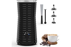 Morpilot Espumador de Leche Eléctrico, Calentador Leche 4 en 1, para Espuma Caliente y Fría, 240ml 400W, Negro