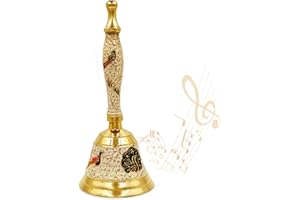 Shubhkart Hand Painted Bell for Wedding Events Decoration, Food Line, Alarm, Jingles, Ringing, Service Bell (White)