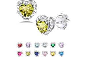 Seleneva Birthstone Stud Earrings for Women Sterling Silver Dainty Earrings Crystal Zirconia Stud Earrings Birthday Christmas Valentine's Day Jewellery Gifts for Mum Sisters Girlfriend