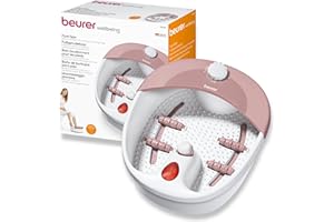 Beurer FB 20 bain de pieds, massage relaxant par bulles et vibrations avec 3 niveaux de fonction, champ de lumière infrarouge bienfaisant, embouts pédicure, protection contre les éclaboussures