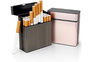 Tapvai 2 Pièces Boite à Cigarettes, Étui à Cigarettes Metal avec Fermeture à Pression et Séparateur, Etui Paquet Cigarette pour 40 Cigarettes, Porte-Cigarettes Homme (Noir, Rose)