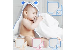 BEARTOP Asciugamano neonato con cappuccio 90 x 90 cm | fatto di bambù | accogliente & assorbente | accappatoio bambino, asciugamani neonato, kit bagnetto | Soddisfazione garantita (3 Anni)*