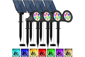 T-SUNUS Halloween Solar Landscape Spotlights Color Changing 4 Pack, Spot Lights Christmas Tree Waterproof IP65 Garden Pond Light, 180° Adjustable Wall Light Separately Installed for Outdoor/Indoor