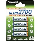 Panasonic BK-3HGAE/4BE panasonic Haute capacité 2700mAh Lot de 4 piles AA/Mignon/LR6 prêtes à utiliser