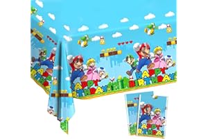 Ainvliya 2Pcs Party Table Cloth 137x183cm, Happy Birthday Party Disposable Tablecloths Blue Dining Table Cover Decorations Rectangle Plastic Tablecloths for Baby Shower Home Picnics Party Supplies