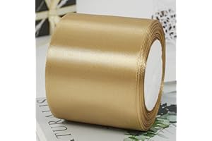 CC WONDERLAND ZONE Ruban Satin Doré(100mmx25m),Ruban Cadeau Or pour Décoration