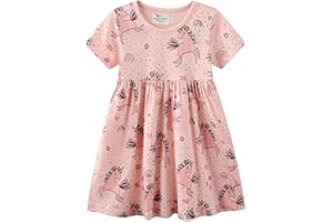 KFNIRE Mädchen Kleider aus Baumwolle Gr.80-134 - Langarm & Kurzarm Einhorn Freizeit T-Shirt Kleider für Mädchen