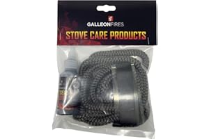 GALLEON FIRES 10mm Stove Rope, Soft Rope for Stove Door, Woodburner Stove Replacement Rope Kit, Black Rope Seal Pack (with Large 50ml Super Seal Glue) 10mm x 2M