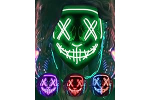 DWTECH Purge Mask LED Halloween Mask LED Halloween Costume LED Glow Scary Light Up Masks for Adult Men Women Festival Party Carnival Costume Christmas Cosplay Glow in Dark