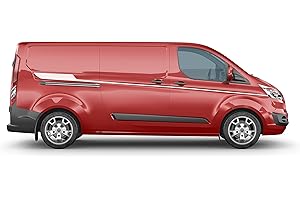 AUTO-DRESS Set di strisce laterali per Ford Transit Custom – Motivo superiore Clean (311M nero opaco, interasse lungo)
