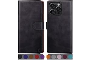 SUANPOT Funda para iPhone 16 Pro 6.3" con Tapa【Bloqueo RFID】de Cuero PU Cierre Magnético，Soporte Plegable，Ranura para Tarjeta Cover para Apple 16 Pro Phone Case Negro