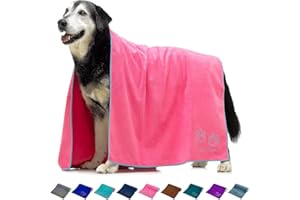 Lucky Paws® UK Dog Towel – Extra Large 140x70cm Dog Towels – Super Absorbent, Luxuriously Soft, Fast Drying Dog Towels for Drying Dogs – Premium Microfibre Dog Towel (Pack of 1, Pink)
