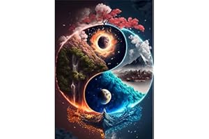 HEIBAGO Arbre de la Vie Diamond Painting pour Adultes, 5D Tai Chi Plante Diamond Painting Complet Diamant Kit, Diamant Broderie Strass Point de Croix Cristal Painting pour Murale Décoration 30x40cm