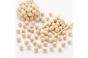 DAHI 200pz Palline di Legno 14 mm, Sfere di Legno, senza Foro, Perline Rotonde, per Lavoretti, Decorazioni Fai da Te (14 mm)