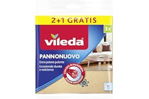 Vileda Pannonuovo Set 3 Panni, 50% Viscosa, 35% Microfibra, 15% Cotone, Beige, 1.8x19x20 cm
