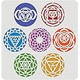 FINGERINSPIRE Chakra Symbol Stencil 11.8x11.8inch Reusable Chakra Stencil Yoga Meditation Stencil DIY Craft Mandala Stencil for Painting on Wall, Canvas, Tile, Furniture and Paper