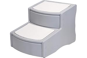 Pet Gear Easy Step II - Scala per Animali Domestici, 2 gradini per Gatti e Cani Fino a 38 kg, Portatile, Rimovibile e Lavabile, Colore: Grigio Essenziale