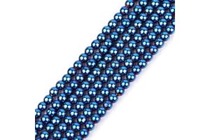 GEM-INSIDE CREATE YOUR OWN FASHION GEM-Inside Natural 4mm Blue Metallic Coated Magnetic Hematite Round Gemstone Semi Precious Loose Beads for Jewellery Making 15''
