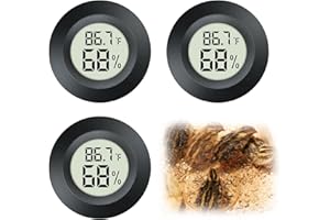 BELLIGERN 3 Reptile Thermometer,Vivarium Thermometer,Hydrometer,Full Display,Accurate Reading,Switchable Celsius/Fahrenheit,Suitable for Greenhouse Basement Lizard Spider Box