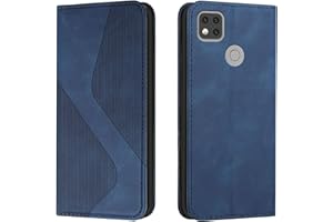 Mo-Somnus Funda para Xiaomi Redmi 9C, Funda Carcasa de Cuero para Xiaomi Redmi 9C, Premium Cuero Billetera Flip Protectora Carcasa Magnético con Cáscara de TPU, Ranura para Tarjeta (Azul)
