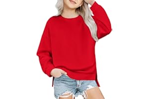 Arshiner Ragazza Felpa Basic Bambina Autunno Inverno Maglia a Maniche Lunghe Casual Moda Felpe Senza Cappuccio Bambine e Ragazze 5-14 Anni
