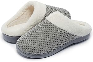Kuako Chaussons Doublées en Peluche Femme Anti-dérapant À Mémoire D'intérieur Hiver Confort Chauds Accueil Pantoufles, Noir, 36/37 EU