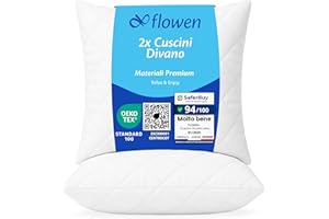 FLOWEN Cuscini per Divano 40x40 Imbottitura Cuscini 2 pezzi Interno Decorativi Quadrati Morbidi con Federe in Poliestere Bianca Anallergici Antiacaro Arredo Casa Salotto Letto Lavabili