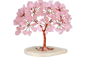 JAGPAROVA Rose Quartz Crystals - Bonsai Tree - Stones And Crystals - Money Tree - Crystal - Calming Crystals - Feng Shui - Tree Of Life - Spiritual Decor - Crystal Gifts