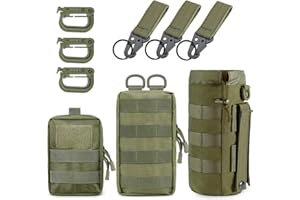 MUCHER Pack de 3 bolsas tácticas Molle EDC Utility Riñonera con 3 ganchos y llavero para exteriores, senderismo, caza, camping, entrenamiento