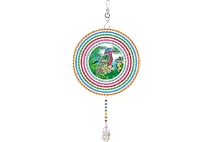 JODSEN 5D DIY Diamond Painting Wind Chimes Double Sided Colorful Rings with Bird Sun Catchers for Windows Diamond Art Suncatcher Kits Craft for Kids Adults Wind Chimes Hanging Ornament Kits for Garden Decor