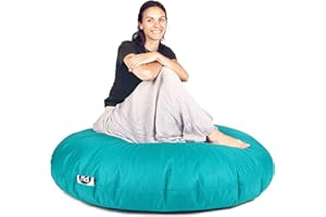 PATCH HOME Patchhome - Pouf 2 in 1, cuscino da pavimento, poltrona a sacco da gaming, per adulti e bambini, con imbottitura (Ø 125 cm, turchese)