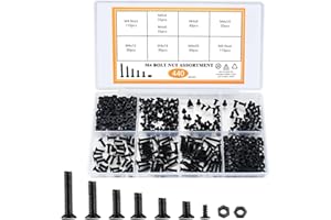 YOUYIDUN 440 Pezzi M4 Viti Bulloni e Dadi, Viti a Testa a Croce, Set di viti a Testa Svasata Croce con Dadi, Assortimento di viti per Macchina Mobili Garage Casa