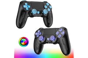 Lapezei 2er-Pack für PS-Ⅳ-Controller mit Blitzbeleuchtung, kabelloser Controller für PS-Ⅳ mit Dual-Motor-Vibration, rutschfester Griff auf beiden Seiten/Turbo/Dual-Motor-Vibration für PS4/Pro/Slim/PC