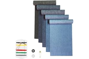 Fenglin-joy Patch Thermocollant,5 rouleaux de Patchs Jean Thermocollant Autocollant Patch Denim Patches à Repasser pour jeans pour enfants adultes(8 x 51cm)