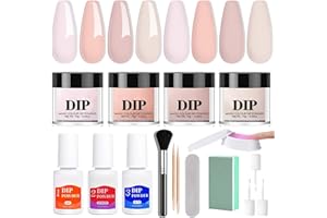 VIRELLAY 4 Farben Dipping Powder - Natural Nude Pink Serie Nagel Pulver - Langlebig Acrylpulver für Nägel - Glossy Zuhause DIY Nagelpuder - Dipping Powder Nails Set Starter Kit Geschenk Für Frauen