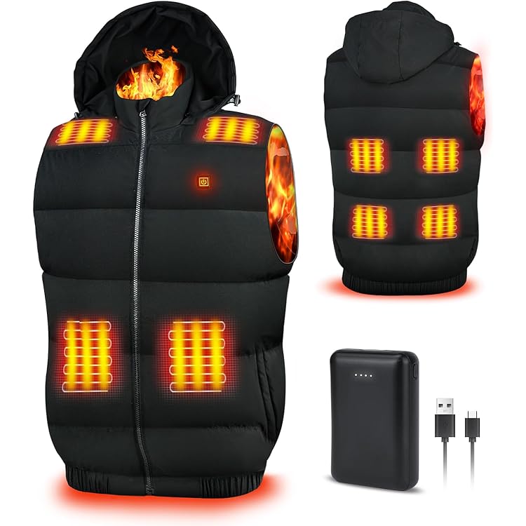 Sweat à Capuche Chauffant Unisexe - 6 Zones - Batterie 20000mAh - 3 Niveaux De Chaleur - Polaire - Pour Extérieur Et Moto